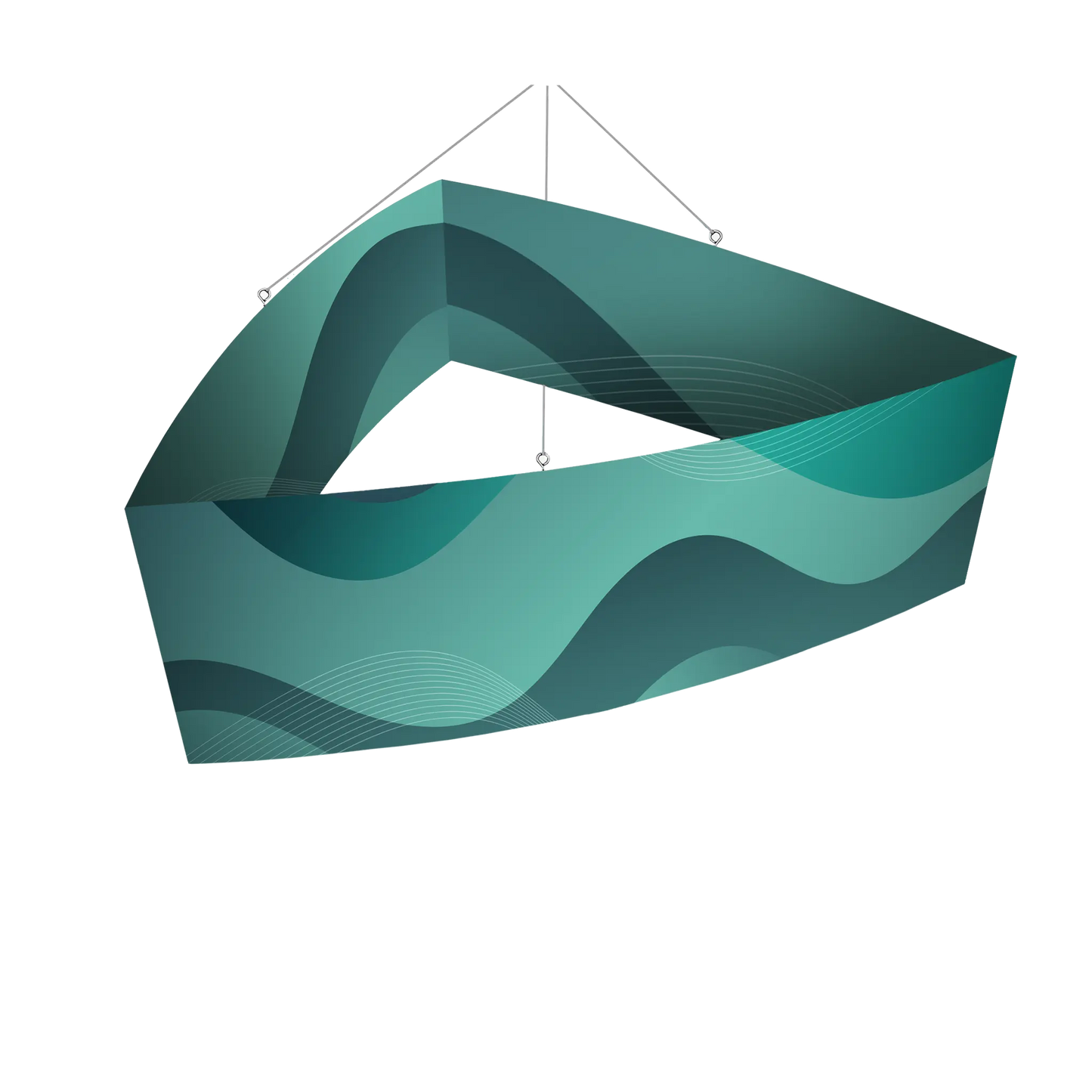 Curved Triangle Hanging Banner - Suspended Exhibition Ceiling Banner