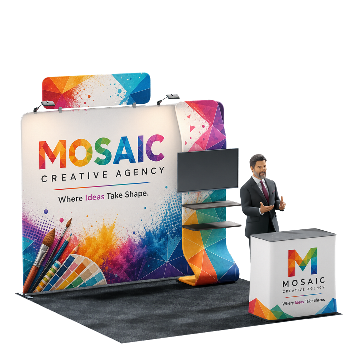 10' Trade Show Booth Kit - Snake + Media Display
