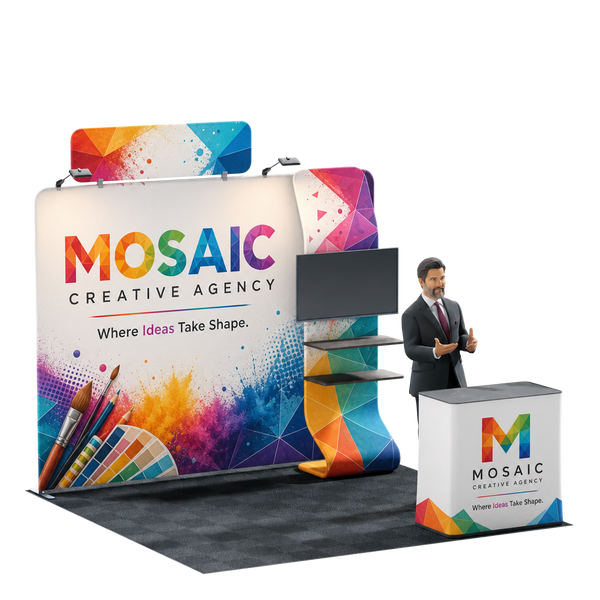 10' Trade Show Booth Kit - Snake + Media Display