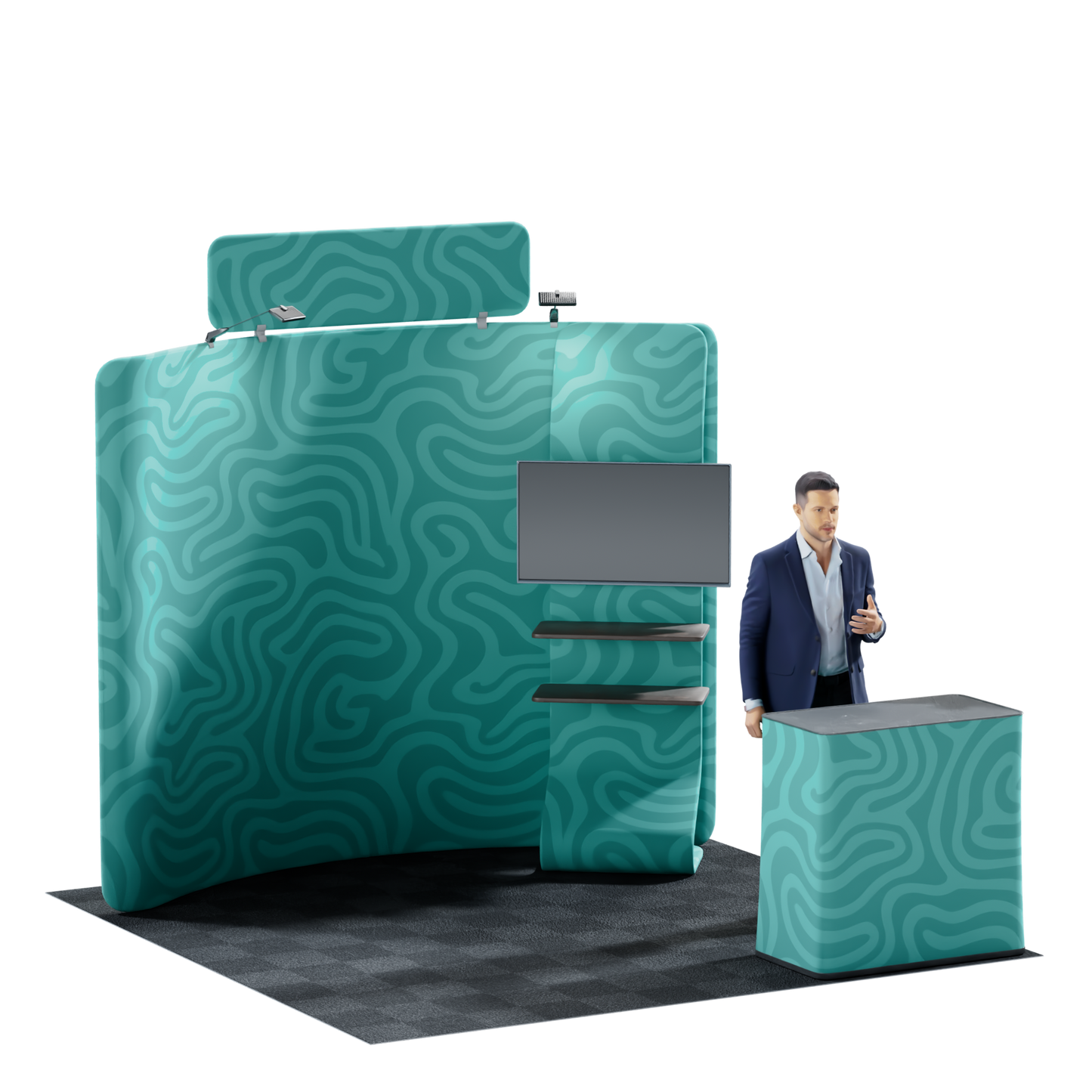 10' Trade Show Booth Kit - Snake + Media Display (Curved)
