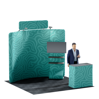 10' Trade Show Booth Kit - Snake + Media Display (Curved)