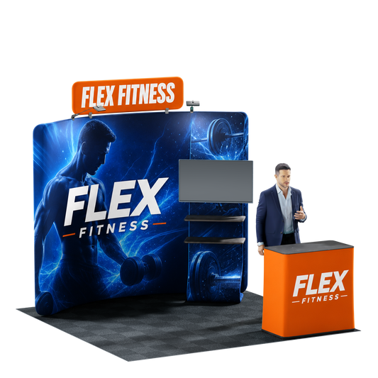 10' Trade Show Booth Kit - Snake + Media Display (Curved)